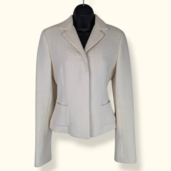 Tahari Off-White Knit Wool Blend Coat - Picture 1 of 7